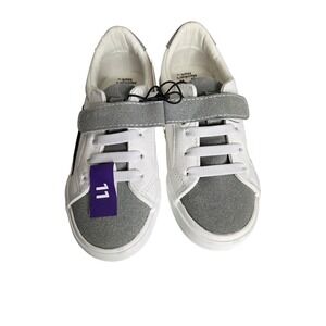 Members Mark Kids Play Shoe Size 11 White Gray Hook and Loop Sneakers